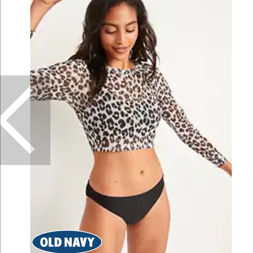 Old Navy Powermesh Long Sleeve Cropped Rashguard Swim Top